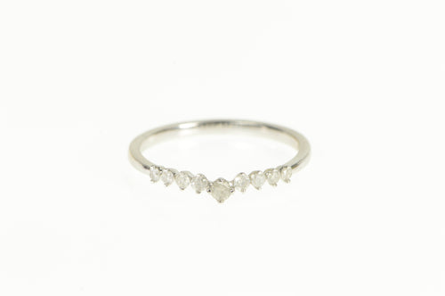 10K Chevron Diamond Contour Wedding Band Ring White Gold