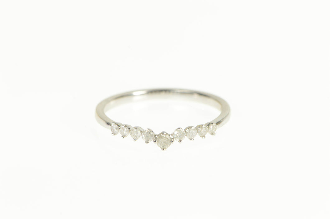 10K Chevron Diamond Contour Wedding Band Ring White Gold