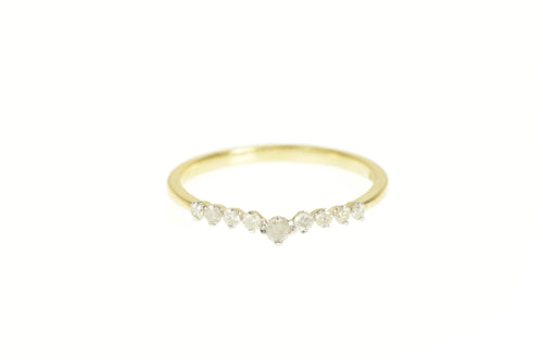 10K Contour Chevron Diamond Wedding Band Ring Yellow Gold