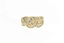Load image into Gallery viewer, 10K Diamond Braid Woven Plait Statement Band Ring Yellow Gold