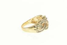 Load image into Gallery viewer, 10K Diamond Braid Woven Plait Statement Band Ring Yellow Gold