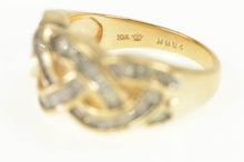 Load image into Gallery viewer, 10K Diamond Braid Woven Plait Statement Band Ring Yellow Gold