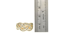 Load image into Gallery viewer, 10K Diamond Braid Woven Plait Statement Band Ring Yellow Gold