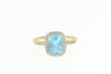 Load image into Gallery viewer, 14K Blue Topaz Diamond Accent Halo Statement Ring Yellow Gold
