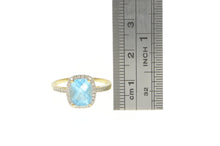 Load image into Gallery viewer, 14K Blue Topaz Diamond Accent Halo Statement Ring Yellow Gold