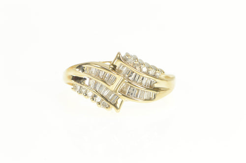 14K 0.55 Ctw Baguette & Round Diamond Bypass Ring Yellow Gold