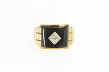 Load image into Gallery viewer, 10K 1930&#39;s Black Onyx Diamond Vintage Men&#39;s Ring Yellow Gold