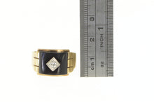 Load image into Gallery viewer, 10K 1930&#39;s Black Onyx Diamond Vintage Men&#39;s Ring Yellow Gold