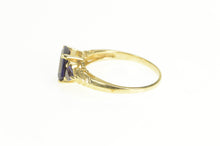 Load image into Gallery viewer, 14K Three Stone Emerald Trillion Iolite Statement Ring Yellow Gold
