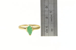 14K Natural Emerald Marquise Solitaire Engagement Ring Yellow Gold