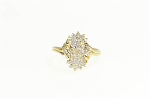 10K 0.15 Ctw Diamond Bypass Cluster Statement Ring Yellow Gold