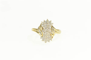 10K 0.15 Ctw Diamond Bypass Cluster Statement Ring Yellow Gold