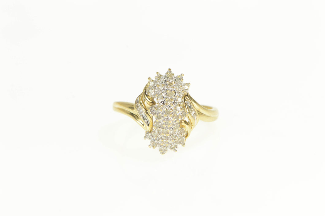 10K 0.15 Ctw Diamond Bypass Cluster Statement Ring Yellow Gold