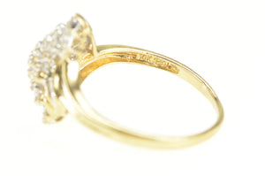 10K 0.15 Ctw Diamond Bypass Cluster Statement Ring Yellow Gold