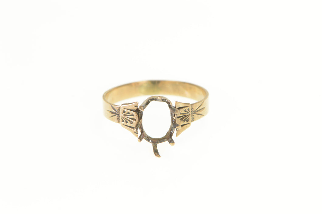 10K Victorian Etched Ornate Engagement Setting Ring Yellow Gold