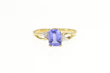 Load image into Gallery viewer, 10K Emerald Tanzanite Diamond Accent Statement Ring Yellow Gold