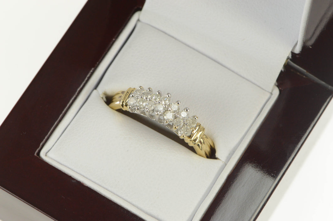 10K 0.38 Ctw Diamond Tiered Squared Band Ring Yellow Gold