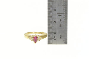 14K Marquise Ruby Diamond Cluster Engagement Ring Yellow Gold