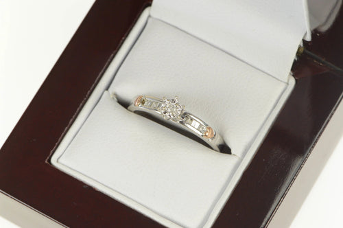 10K Diamond Classic Two Tone Simple Promise Ring White Gold