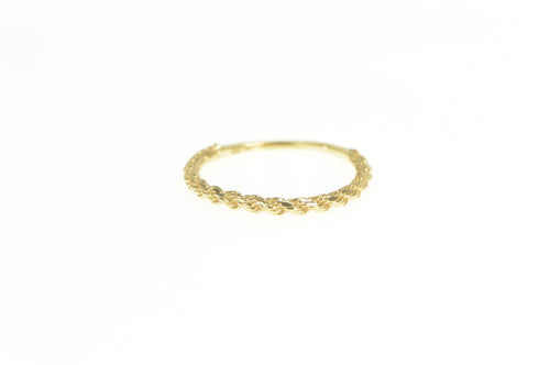 14K Twist Rope Pattern Stackable Statement Band Ring Yellow Gold