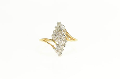 14K Diamond Cluster Zig Zag Bypass Statement Ring Yellow Gold