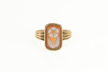Load image into Gallery viewer, 10K Flower Daisy Carved Shell Cameo Statement Ring Yellow Gold