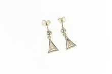 Load image into Gallery viewer, 14K Art Deco Diamond Inset Triangle Dangle Earrings White Gold