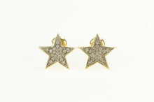 Load image into Gallery viewer, 10K Pave Diamond Five Pointed Star Stud Earrings Yellow Gold