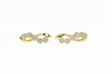 Load image into Gallery viewer, 10K 0.35 Ctw Diamond Flower Cluster Wavy Curved Earrings Yellow Gold