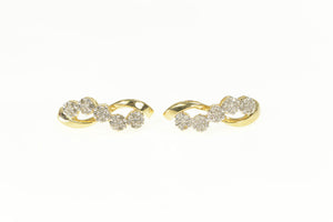 10K 0.35 Ctw Diamond Flower Cluster Wavy Curved Earrings Yellow Gold