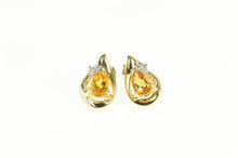 Load image into Gallery viewer, 10K Pear Citrine Diamond Cluster Accent Stud Earrings Yellow Gold