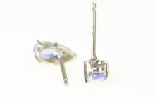 Load image into Gallery viewer, 18K Oval Tanzanite Diamond Cluster Accent Stud Earrings White Gold