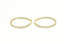 Load image into Gallery viewer, 10K 0.25 Ctw Pave Diamond Inside Outside Hoop Earrings Yellow Gold