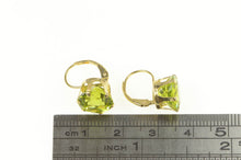 Load image into Gallery viewer, 14K Retro Round Peridot Solitaire Dangle Statement Earrings Yellow Gold
