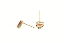 Load image into Gallery viewer, 14K Heart Cut Garnet Solitaire Classic Stud Earrings Yellow Gold