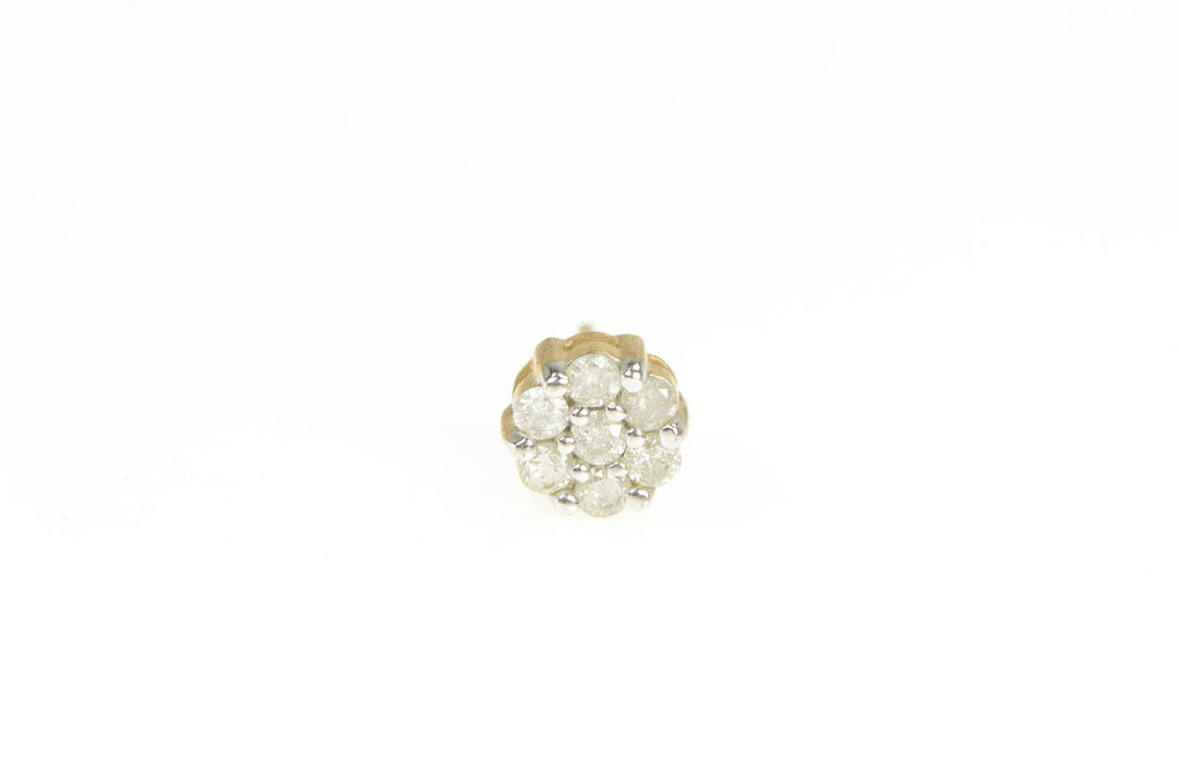 10K Round Diamond Flower Cluster Stud Single Earring Yellow Gold