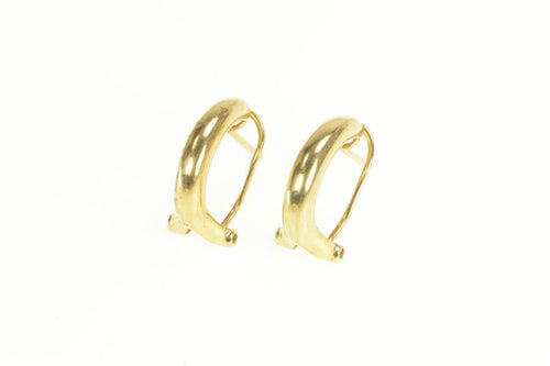 14K Retro Classic French Clip Hoop Curved Bar Earrings Yellow Gold