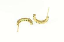 Load image into Gallery viewer, 18K Curved Natural Emerald Semi Hoop Earrings Yellow Gold