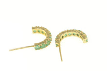Load image into Gallery viewer, 18K Curved Natural Emerald Semi Hoop Earrings Yellow Gold