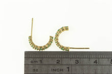 Load image into Gallery viewer, 18K Curved Natural Emerald Semi Hoop Earrings Yellow Gold