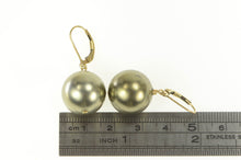 Load image into Gallery viewer, Gold Filled 16.5mm Dangle Sim. Green Pearl Retro Vintage Earrings