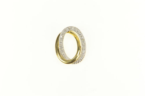 14K Oval Diamond Interlocking Geometric Statement Pendant Yellow Gold