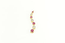 Load image into Gallery viewer, 14K Natural Ruby Diamond Curvy Wavy Journey Pendant Yellow Gold