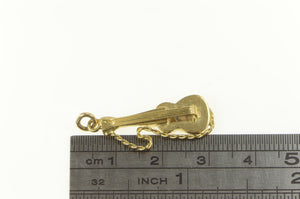 14K 3D Guitar Stringed Musical Instrument Musician Charm/Pendant Yellow Gold