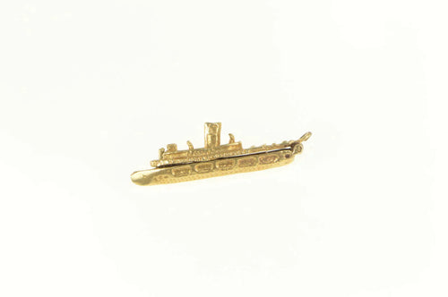 14K 3D Articulated Cruise Liner Boat Ship Travel Charm/Pendant Yellow Gold