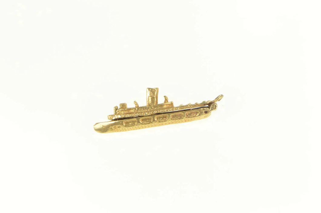 14K 3D Articulated Cruise Liner Boat Ship Travel Charm/Pendant Yellow Gold