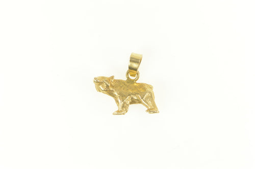 14K 3D Black Grizzly Brown Bear Mountain Animal Charm/Pendant Yellow Gold