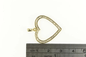 10K 0.75 Ctw Baguette Diamond Heart Love Symbol Pendant Yellow Gold