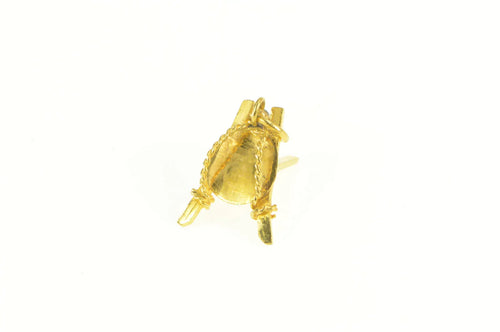 18K 3D Shield Swords Warrior Pack Charm/Pendant Yellow Gold