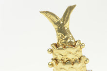 Load image into Gallery viewer, 14K 3D Articulated Fish Sim. Blue Topaz Eye Charm/Pendant Yellow Gold